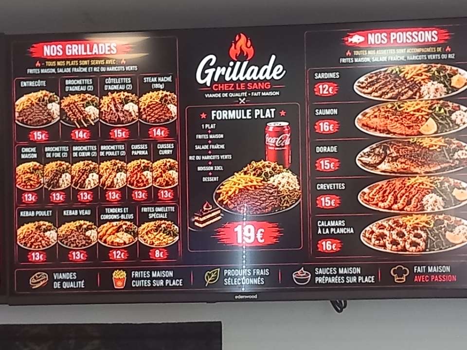 Menu Grillades & Poissons